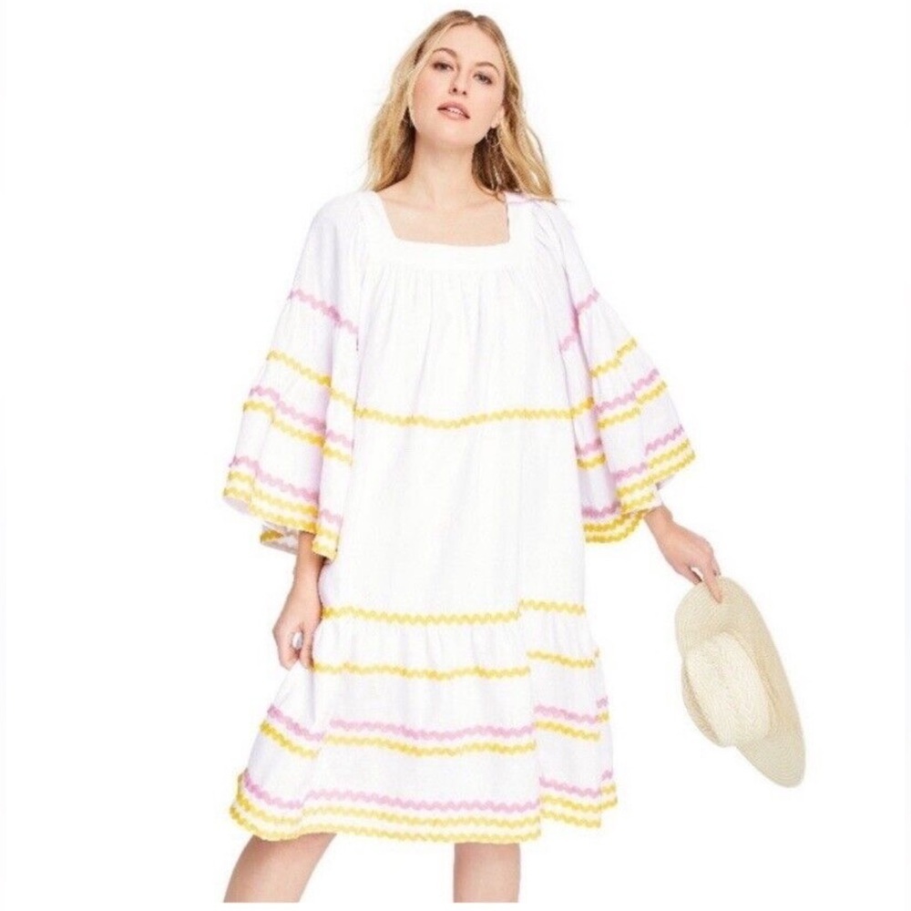 Lisa Marie Fernandez Boho Oversize Linen/Cotton Blend  flare Sleeve Dress
